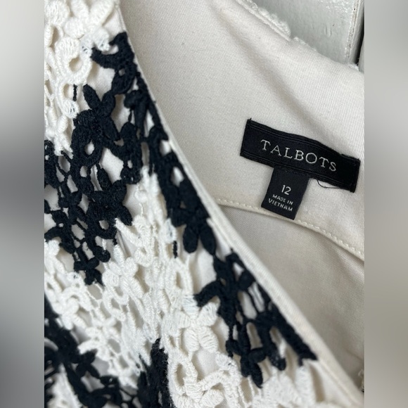 Talbots Black and White Lace-type Dress size 12 - Picture 5 of 6